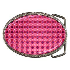 Abstract Pink Floral Tile Pattern Belt Buckle (oval) by GardenOfOphir