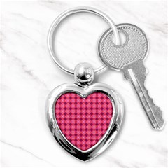 Abstract Pink Floral Tile Pattern Key Chain (heart) by GardenOfOphir