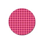 Abstract Pink Floral Tile Pattern Magnet 3  (Round) Front