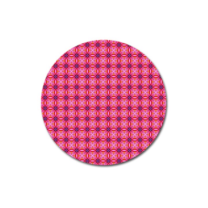 Abstract Pink Floral Tile Pattern Magnet 3  (Round)