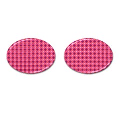 Abstract Pink Floral Tile Pattern Cufflinks (oval)