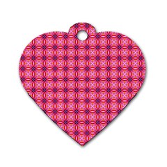 Abstract Pink Floral Tile Pattern Dog Tag Heart (one Sided)  by GardenOfOphir