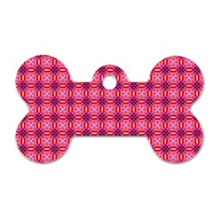 Abstract Pink Floral Tile Pattern Dog Tag Bone (two Sided)