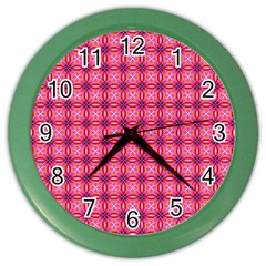 Abstract Pink Floral Tile Pattern Wall Clock (color)