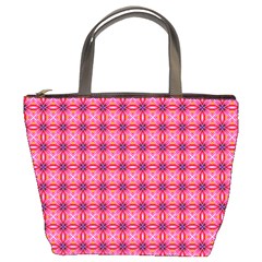 Abstract Pink Floral Tile Pattern Bucket Handbag by GardenOfOphir