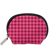 Abstract Pink Floral Tile Pattern Accessory Pouch (small)