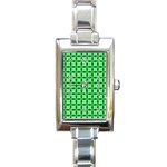 Green Abstract Tile Pattern Rectangular Italian Charm Watch Front