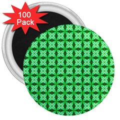 Green Abstract Tile Pattern 3  Button Magnet (100 Pack)