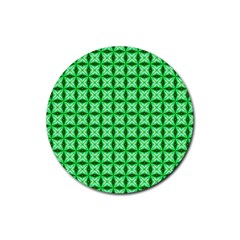 Green Abstract Tile Pattern Drink Coaster (round) by GardenOfOphir