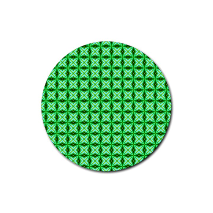 Green Abstract Tile Pattern Drink Coaster (Round)