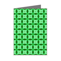 Green Abstract Tile Pattern Mini Greeting Card by GardenOfOphir