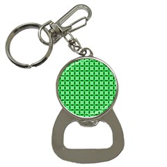 Green Abstract Tile Pattern Bottle Opener Key Chain by GardenOfOphir