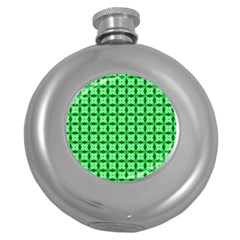 Green Abstract Tile Pattern Hip Flask (round) by GardenOfOphir