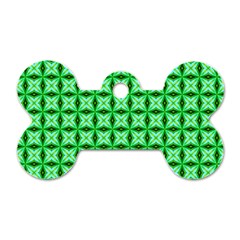 Green Abstract Tile Pattern Dog Tag Bone (one Sided) by GardenOfOphir