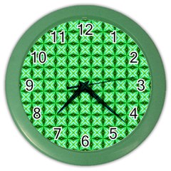 Green Abstract Tile Pattern Wall Clock (color)