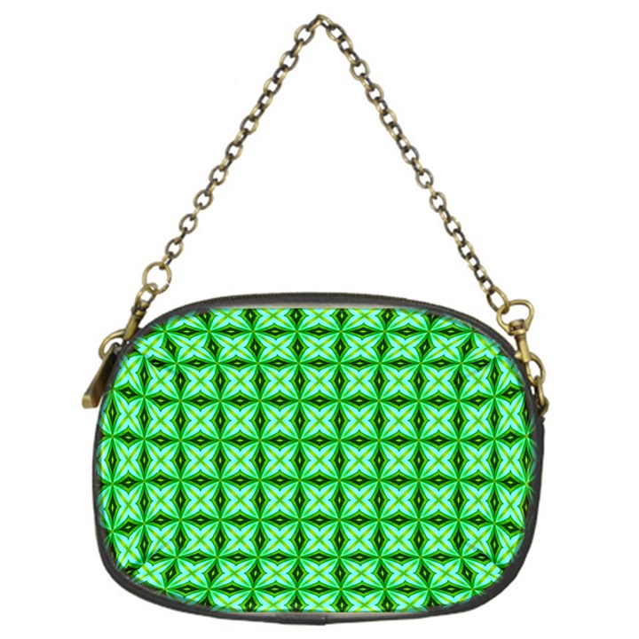 Green Abstract Tile Pattern Chain Purse (One Side)