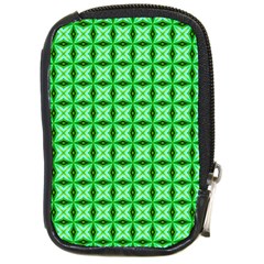 Green Abstract Tile Pattern Compact Camera Leather Case by GardenOfOphir