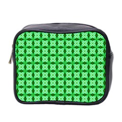 Green Abstract Tile Pattern Mini Travel Toiletry Bag (two Sides) by GardenOfOphir