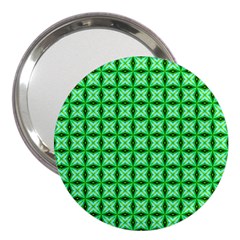 Green Abstract Tile Pattern 3  Handbag Mirror