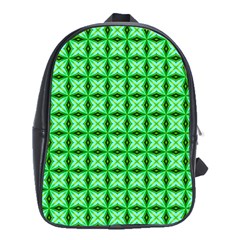 Green Abstract Tile Pattern School Bag (xl) by GardenOfOphir