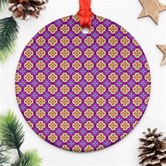 Purple Decorative Quatrefoil Round Ornament by GardenOfOphir