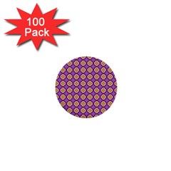 Purple Decorative Quatrefoil 1  Mini Button (100 Pack) by GardenOfOphir