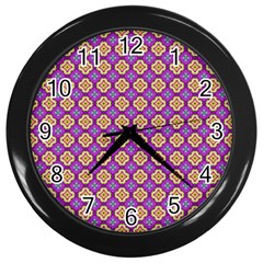 Purple Decorative Quatrefoil Wall Clock (black)