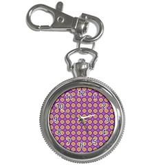 Purple Decorative Quatrefoil Key Chain Watch by GardenOfOphir