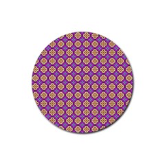 Purple Decorative Quatrefoil Drink Coaster (round)