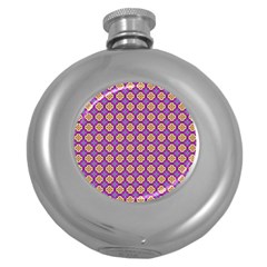 Purple Decorative Quatrefoil Hip Flask (round) by GardenOfOphir