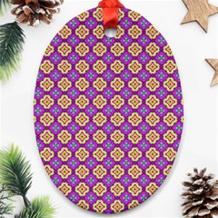 Purple Decorative Quatrefoil Oval Ornament (two Sides) by GardenOfOphir