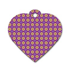 Purple Decorative Quatrefoil Dog Tag Heart (one Sided)  by GardenOfOphir