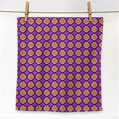 Purple Decorative Quatrefoil Face Towel