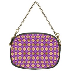 Purple Decorative Quatrefoil Chain Purse (one Side)