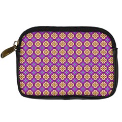 Purple Decorative Quatrefoil Digital Camera Leather Case by GardenOfOphir