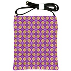 Purple Decorative Quatrefoil Shoulder Sling Bag