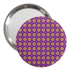 Purple Decorative Quatrefoil 3  Handbag Mirror by GardenOfOphir