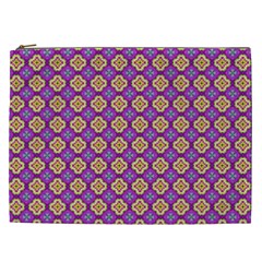 Purple Decorative Quatrefoil Cosmetic Bag (xxl) by GardenOfOphir