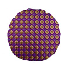 Purple Decorative Quatrefoil 15  Premium Round Cushion  by GardenOfOphir