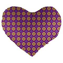 Purple Decorative Quatrefoil 19  Premium Heart Shape Cushion