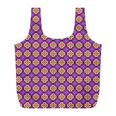 Purple Decorative Quatrefoil Reusable Bag (l)