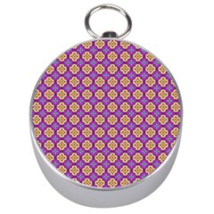 Purple Decorative Quatrefoil Silver Compass by GardenOfOphir