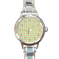 Aqua Mint Pattern Round Italian Charm Watch