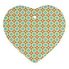 Aqua Mint Pattern Heart Ornament by GardenOfOphir