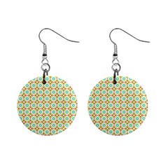 Aqua Mint Pattern Mini Button Earrings by GardenOfOphir