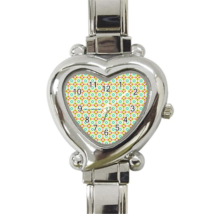 Aqua Mint Pattern Heart Italian Charm Watch 