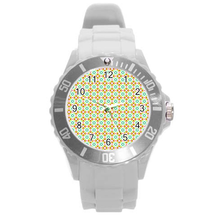 Aqua Mint Pattern Plastic Sport Watch (Large)