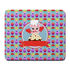 Cupcake With Cute Pig Chef Large Mouse Pad (rectangle) by GardenOfOphir