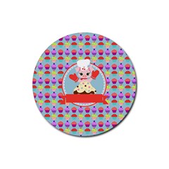 Cupcake With Cute Pig Chef Drink Coasters 4 Pack (round) by GardenOfOphir