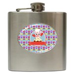 Cupcake with Cute Pig Chef Hip Flask Front